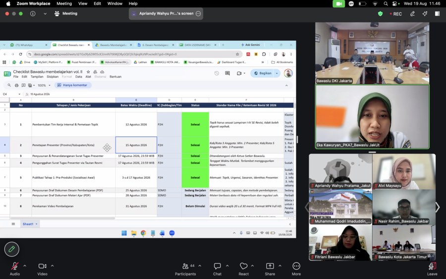 Rapat Daring, Zoom Meeting, 19 Agustus